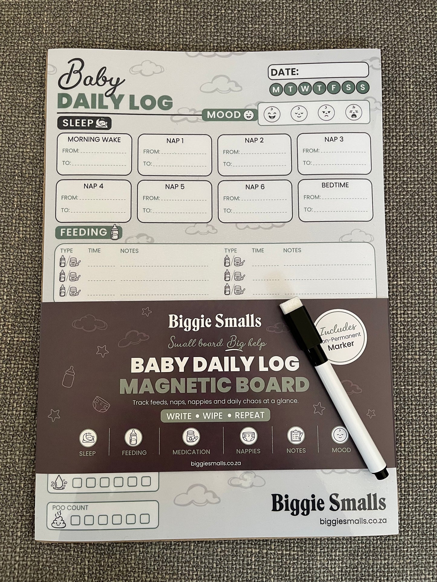 Baby Daily Log Magnetic Whiteboard